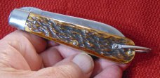 CAMILLUS CUTLERY CO. CAMILLUS N.Y. USA 4 LINE MARKING LOCKBACK TOOL KNIFE BONE STAG 1941-1946 CAMILLUS CUTLERY CO. CAMILLUS N.Y. USA 4 LINE MARKING LOCKBACK TOOL KNIFE BONE STAG 1941-1946