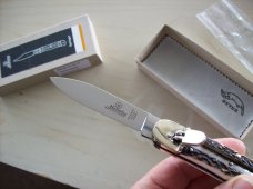 Hubertus Knife Solingen, Germany Large Size 11 Spear-Point Blade Genuine Stag/Antler NIB
