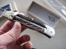 Hubertus Knife Solingen, Germany Large Size 11 Spear-Point Blade Genuine Stag/Antler NIB
