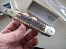 Hubertus Knife Solingen, Germany Large Size 11 Spear-Point Blade Genuine Stag/Antler NIB