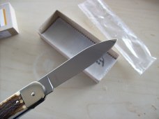 Hubertus Knife Solingen, Germany Large Size 11 Spear-Point Blade Genuine Stag/Antler NIB