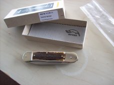Hubertus Knife Solingen, Germany Large Size 11 Spear-Point Blade Genuine Stag/Antler NIB