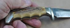 Anton Wingen Jr. Othello Germany Skinner 1950's 9 1/2" OAL Stag Finger Grooves  Thumb Guard 