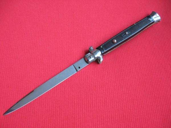Vintage Unique 13" Italian MOLLETTA Stiletto Checkered Switchblade Knife. Vintage Unique 13" Italian MOLLETTA Stiletto Checkered Switchblade Knife.