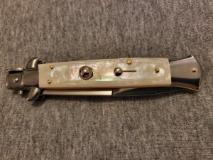 Frank Beltrame ITALIAN 9" Mother of Pearl Stiletto w/Bayonet Blade 4MM