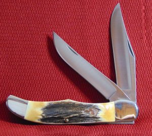 MINT CONDITION KABAR USA DOGS HEAD GENUINE STAG FOLDING HUNTER c1998