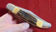 MINT CONDITION KABAR USA DOGS HEAD GENUINE STAG FOLDING HUNTER c1998