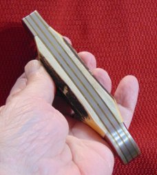 MINT CONDITION KABAR USA DOGS HEAD GENUINE STAG FOLDING HUNTER c1998