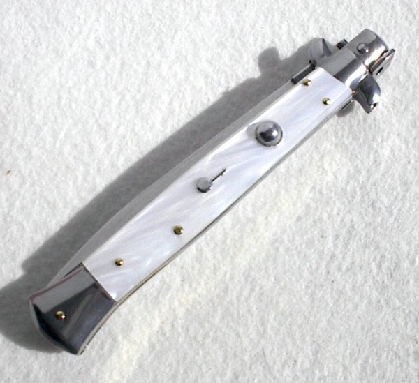 NEW 11" FRANK BELTRAME DAGGER BLADE ACRYLIC WHITE PEARL ITALIAN STILETTO
