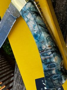 BUCK 110 LEROY REMER CUSTOM DAMASCUS BLUE MAMMOTH TOOTH FOLDING HUNTER