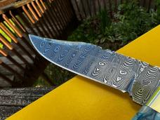 BUCK 110 LEROY REMER CUSTOM DAMASCUS BLUE MAMMOTH TOOTH FOLDING HUNTER