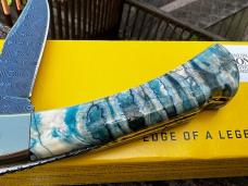 BUCK 110 LEROY REMER CUSTOM DAMASCUS BLUE MAMMOTH TOOTH FOLDING HUNTER
