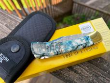 BUCK 110 LEROY REMER CUSTOM DAMASCUS BLUE MAMMOTH TOOTH FOLDING HUNTER