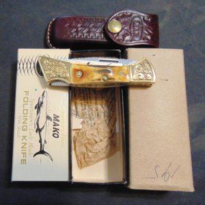 MIB CASE XX USA  1981 MAKO SHARK  FACTORY CUSTOM STAG ENGRAVED BOLSTERS FILE WORKED