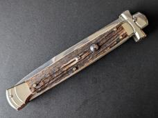 NIB 11"- 28cm Stag Horn A.G.A. Campolin Maltese lockback auto NIB 11"- 28cm Stag Horn A.G.A. Campolin Maltese lockback auto