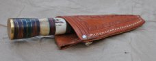Another Waziristan Custom 10 1/4" Full Tang Bone, Stag and Spacer Handle Flat Brass Pommel Leather 