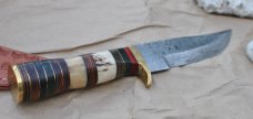Another Waziristan Custom 10 1/4" Full Tang Bone, Stag and Spacer Handle Flat Brass Pommel Leather 