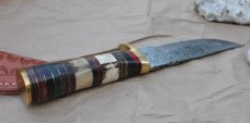 Another Waziristan Custom 10 1/4" Full Tang Bone, Stag and Spacer Handle Flat Brass Pommel Leather 