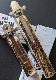 NIB STAG AGA CAMPOLIN "DOMINUS" SET OF 2!!! FULL 9" 23CM AND MINI 6" 15CM LEVERLOCKS NIB STAG AGA CAMPOLIN "DOMINUS" SET OF 2!!! FULL 9" 23CM AND MINI 6" 15CM LEVERLOCKS