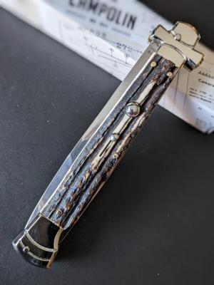  NIB 11"- 28cm Stag Horn A.G.A. Campolin Maltese lockback auto