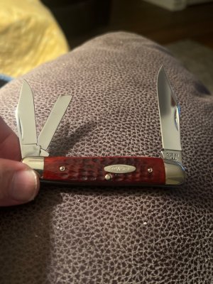 1973 CASE XX USA 7 DOTS 6380 Red Bone Handles Whittler With Three Blades & Nickel Silver Bolsters