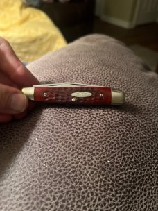 1973 CASE XX USA 7 DOTS 6380 Red Bone Handles Whittler With Three Blades & Nickel Silver Bolsters