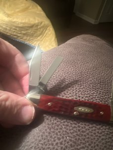 1973 CASE XX USA 7 DOTS 6380 Red Bone Handles Whittler With Three Blades & Nickel Silver Bolsters