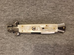 Frank Beltrame ITALIAN 9" Mother of Pearl Stiletto w/Bayonet Blade 4MM