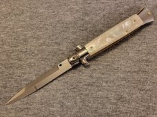 Frank Beltrame ITALIAN 9" Mother of Pearl Stiletto w/Bayonet Blade 4MM Frank Beltrame ITALIAN 9" Mother of Pearl Stiletto w/Bayonet Blade 4MM