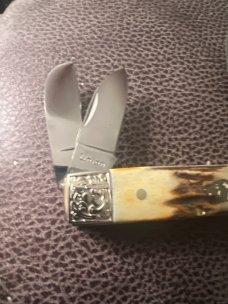 1990 KA-BAR BXO Limited Edition Super Fat & Gnarly Doghead Stag Whittler With Scrolled Bolsters 1990 KA-BAR BXO Limited Edition Super Fat & Gnarly Doghead Stag Whittler With Scrolled Bolsters