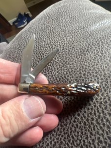 1905-1914 W R Case & Sons Bradford PA 6229 1/2 Goregous Rogers Bone Handle Tadpole With Diamond Shie