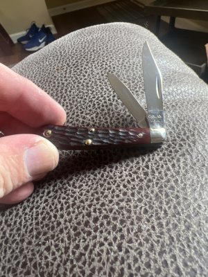 1965-69 CASE XX USA 6229 1/2 Red Bone Handle  Tadpole With Two Blades Plus Brass Pims & Liners