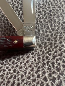 1965-69 CASE XX USA 6229 1/2 Red Bone Handle  Tadpole With Two Blades Plus Brass Pims & Liners