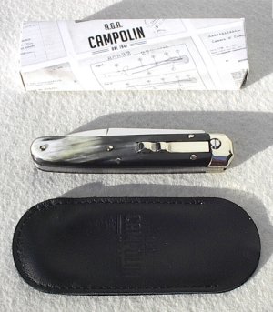 NEW 2022 AGA CAMPOLIN BARON 8" GENUINE BRAZILIAN HORN CAMPOLIN, ITALY - W/BOX & LEATHER POUCH