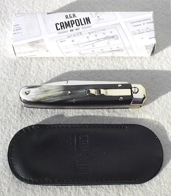 NEW 2022 AGA CAMPOLIN BARON 8" GENUINE BRAZILIAN HORN CAMPOLIN, ITALY - W/BOX & LEATHER POUCH