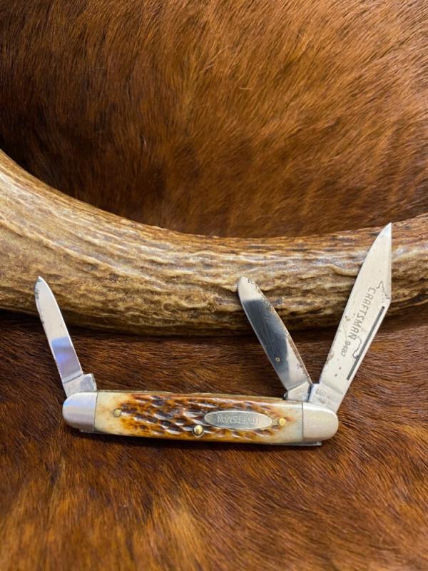 Craftsman USA., 9487, 3 Blade Pocket Knife, Jigged Bone Handles, 3 1/8" Craftsman USA., 9487, 3 Blade Pocket Knife, Jigged Bone Handles, 3 1/8"