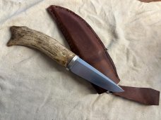 Frontier knife, Elk Tyne, thick 52100 steel, includes handmade custom sheath