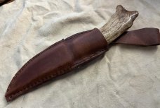 Frontier knife, Elk Tyne, thick 52100 steel, includes handmade custom sheath