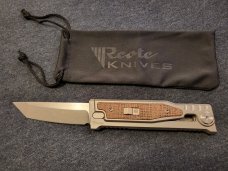*NIB* REATE EXO-M GRAVITY OTF KNIFE w/BURLAP MICARTA TITANIUM HANDLE