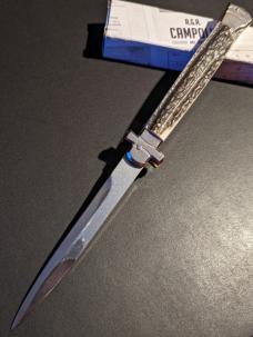  NIB 11"- 28cm Stag Horn A.G.A. Campolin Maltese lockback auto