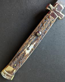 NIB 11"- 28cm Stag Horn A.G.A. Campolin Maltese lockback auto NIB 11"- 28cm Stag Horn A.G.A. Campolin Maltese lockback auto