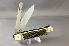 HUBERTUS Automatic with Spear Blade & Saw Blade, Stag Handles, Mint Knife, Never Used, Free Shipping HUBERTUS Automatic with Spear Blade & Saw Blade, Stag Handles, Mint Knife, Never Used, Free Shipping