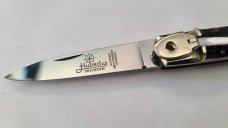 VINTAGE THE GUARDIAN HUBERTUS SOLINGEN ROSTFREI GERMAN AUTO KNIFE 3.75" HANDLE 2.75" BLADE TOTAL 6.5 VINTAGE THE GUARDIAN HUBERTUS SOLINGEN ROSTFREI GERMAN AUTO KNIFE 3.75" HANDLE 2.75" BLADE TOTAL 6.5