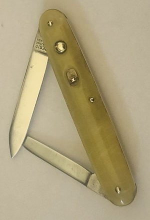 VINTAGE 1940's G. SCHRADE KNIFE CO B'PORT CT PRESTO 3.25" DOUBLE CROSS AUTO POCKET PEN KNIFE