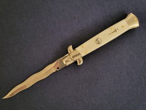 *NOS* Frank Beltrame ITALIAN 9" WHITE PEARLEX Stiletto w/KRISS Blade 