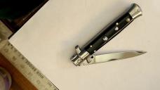 VINTAGE ITALIAN STILETTO SWITCHBLADE/ 4.75" ACRYLIC HANDLE/ SWING GUARD RELEASE AUTO KNIFEBLADE