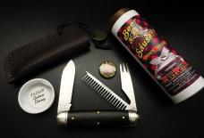 Great Eastern Cutlery #35 Beer & Sausage Bar Tool Knife PLUS Leather Slip Gabon Ebony GEC 352320