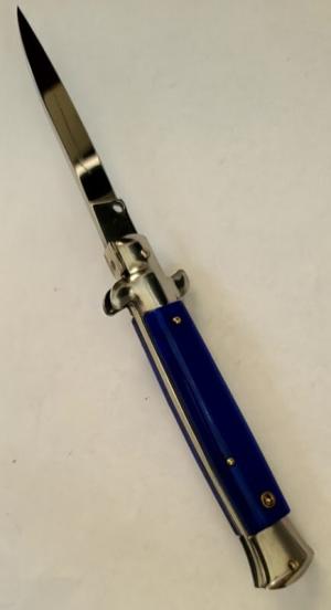 VINTAGE MILANO SWITCHBLADE STILETTO 5" ACRYLIC HANDLE 3.75" SWING GUARD RELEASE BLADE AUTO KNIFE