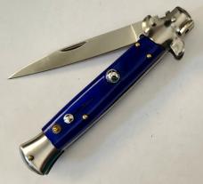 VINTAGE MILANO SWITCHBLADE STILETTO 5" ACRYLIC HANDLE 3.75" SWING GUARD RELEASE BLADE AUTO KNIFE