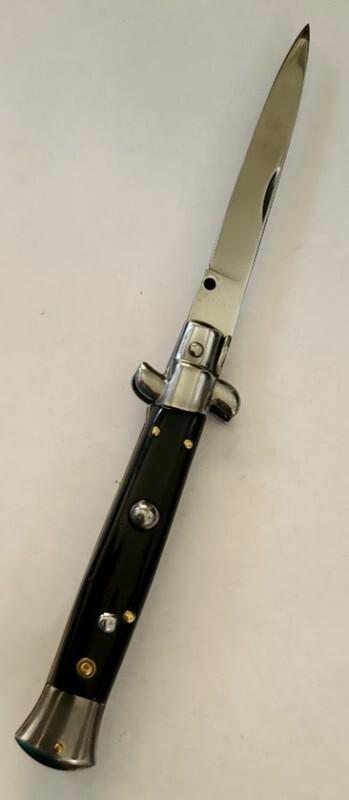 VINTAGE ITALIAN STILETTO SWITCHBLADE/ 4.75" ACRYLIC HANDLE/ SWING GUARD RELEASE AUTO KNIFEBLADE